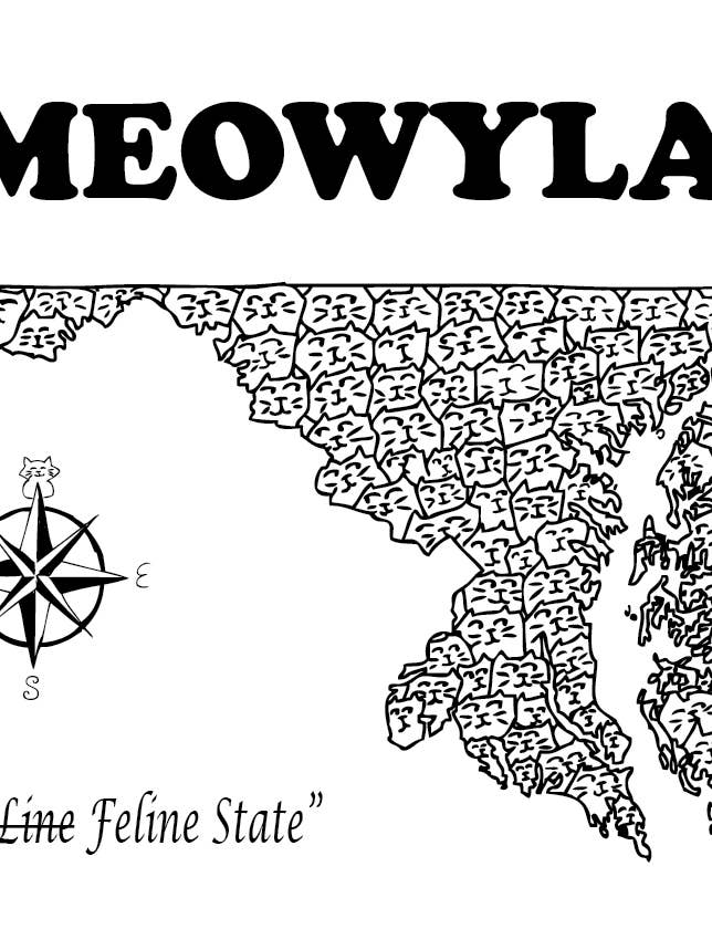 Meowyland Postcard for wholesale by Notso Kitty