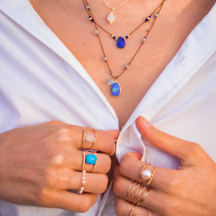 Mani Namaste - Wholesale Single Stone/Solitaire Ring - OLI Ring - Turquoise - Recycled Gold - Goldfilled 14 Carats1