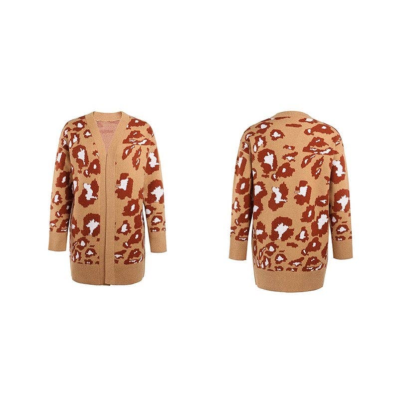 OceanusSwim – Cardigan - Mulher por atacado – Camisola Malha Comprida Leopardo Print Casaco7