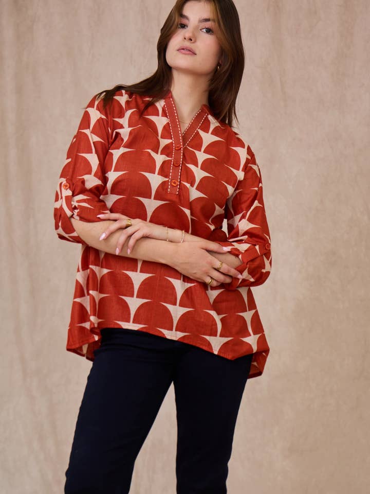 Mønstret langærmet skjorte - Orice for engroshandel hos Orice