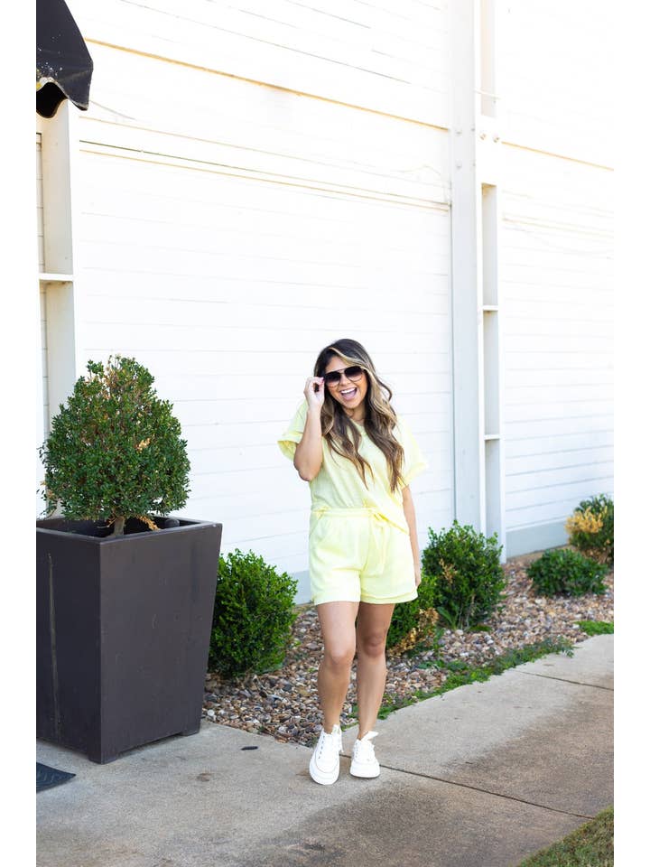 Yellow Waffle Knit Shorts for wholesale on Faire5