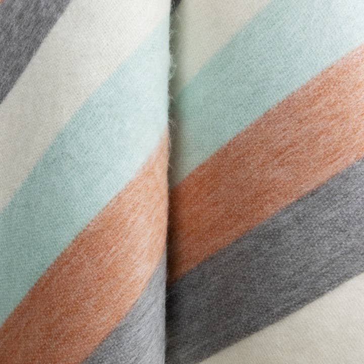 ECUALAMA - Wholesale Throw blanket - Yanacocha - Baby Alpaca Wool Throw Blanket / Sofa Cover - Queen 97 x 67 in - Multicolor Striped in Aqua blue, Ivory, Slate & Clay Tones8
