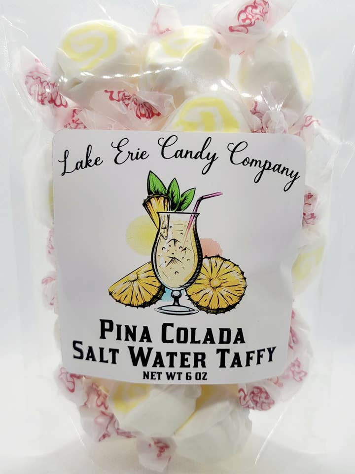 Pina Colada Salt Water Taffy for wholesale by Lake Erie Candy Company