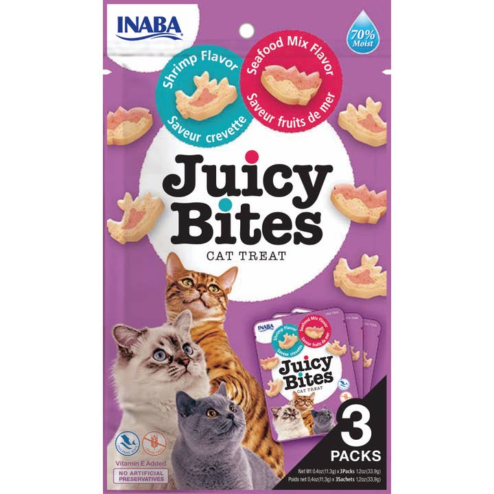 Finest Petfoods - Wholesale Pet Treats - Cat - CIAO Juicy Bites Cat Shrimp & Seafood flavor