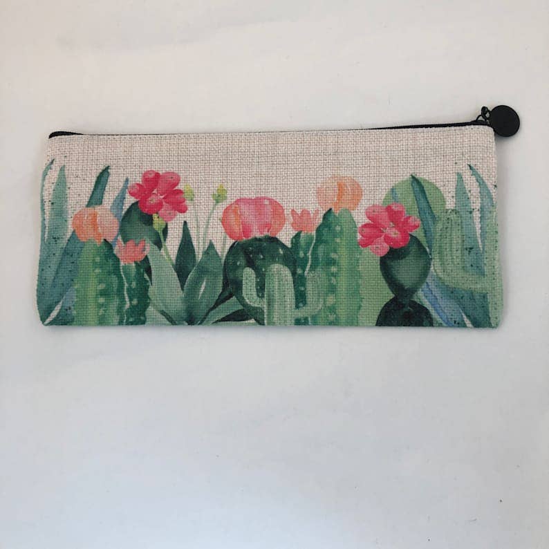 GP Originals - Wholesale Pencil Case/Pouch - Cactus Garden Linen Pencil Bag1