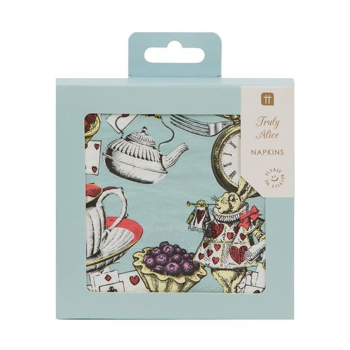 Talking Tables EU - Wholesale Disposable Napkin - Blue Alice in Wonderland Napkins| 20 Pack | Tea Party |0