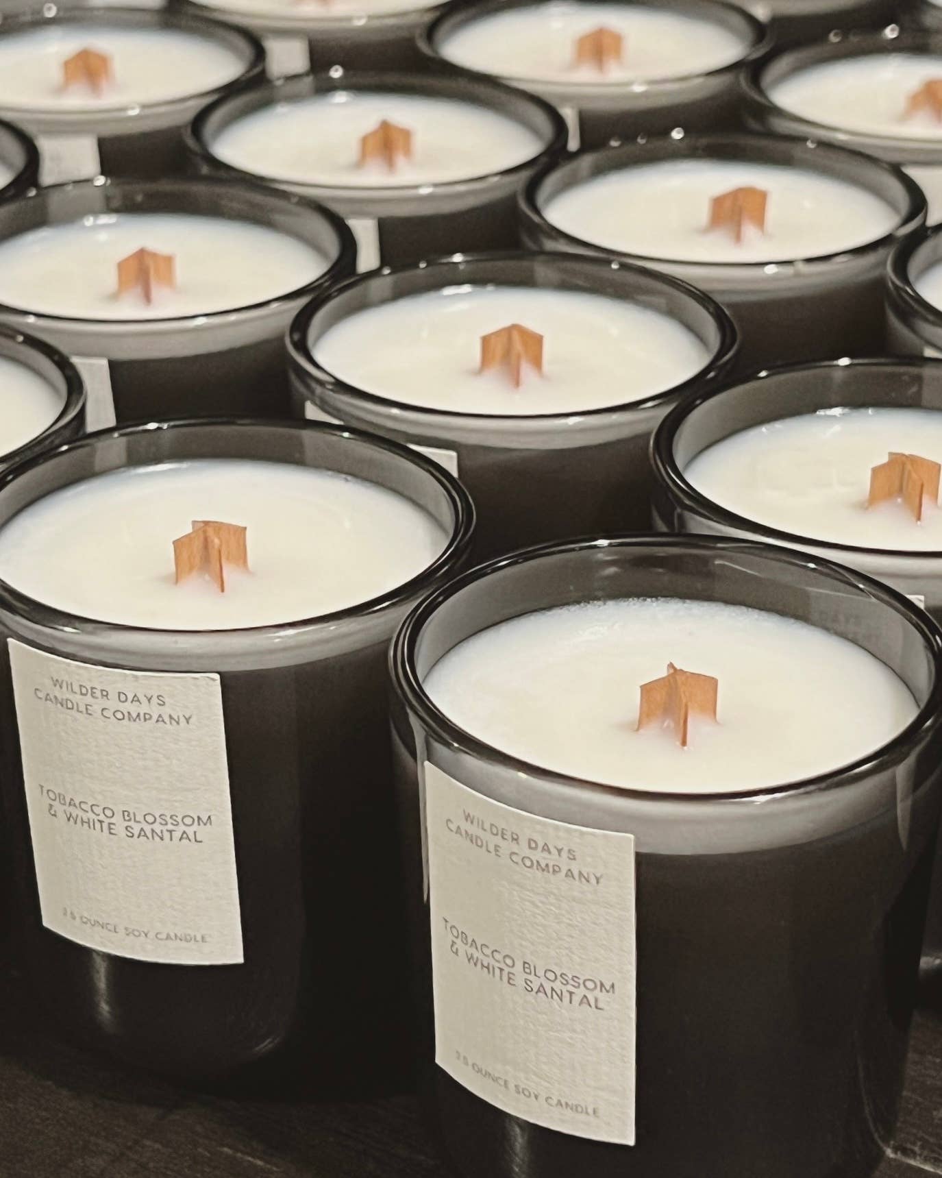 Wilder Days Candle Company - Wholesale Votive Candle - Tobacco Blossom & White Santal — 2.5 oz Mini Soy Candle1
