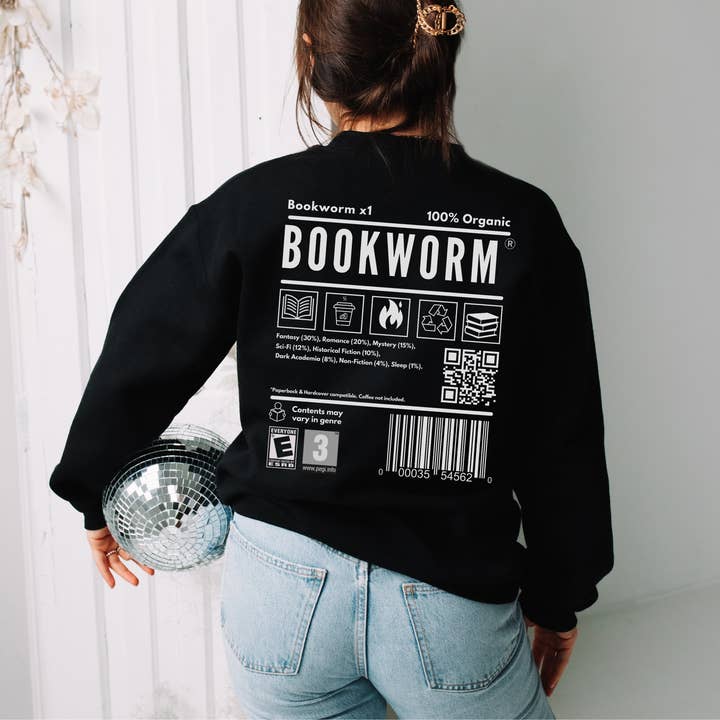 MagicMerchEmporium - Wholesale Graphic Sweatshirt - Women's - Bookworm Barcode Sweatshirt5