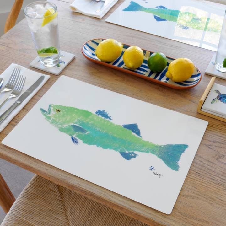 Set de table en forme de basse en écume de mer | Décoration de table de fête inspirée de l'océan pour la vente par Fish Aye Trading