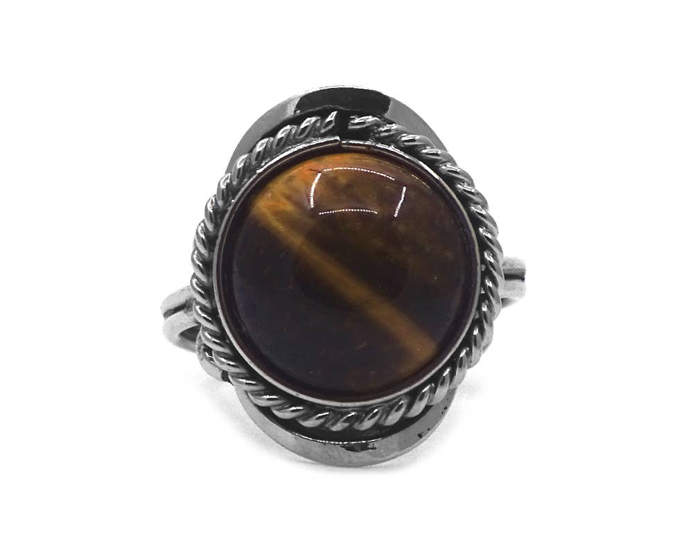 Pichincha - Wholesale Cocktail/Statement Ring - Mini Round Semi Precious Stone Adjustable Metal Ring9