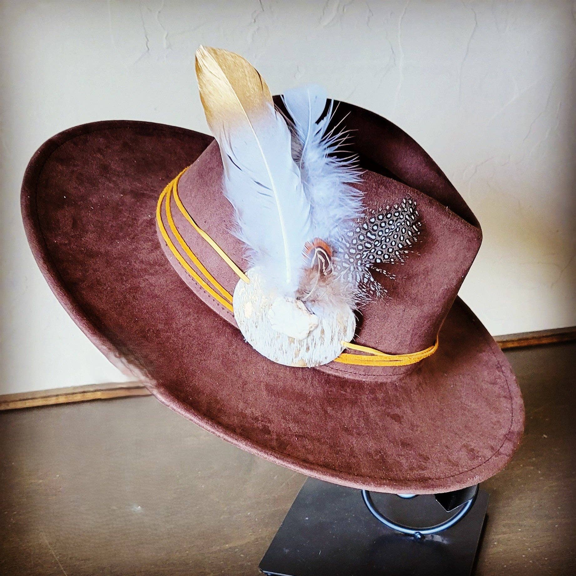 The Jewelry Junkie - Wholesale Fedora - Women's - Boho Western Hat w/ Choice of Feather Hat Band-Brown 982d3