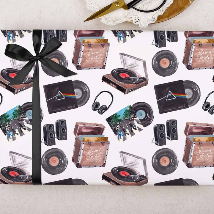 Making Meadows Ltd - Wholesale Flat Wrap - Vinyl Record Player Wrapping Paper | Gift Wrap