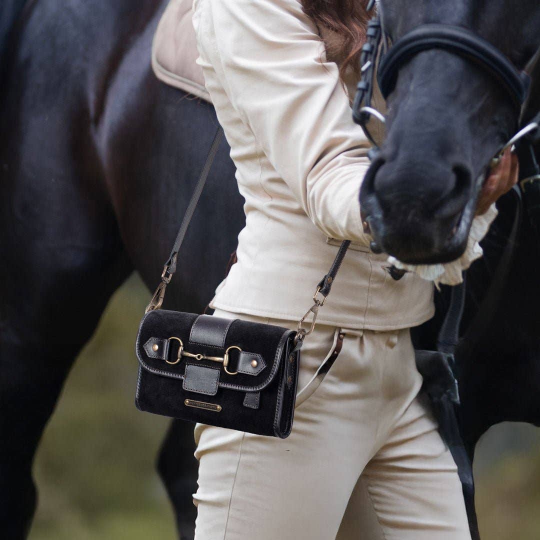 URBAN-EQUESTRIAN - Wholesale Crossbody Bag - Women's - Dalton - Horse Bit Crossbody Luxury Leather Handbag in Black on Black11