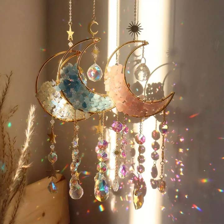 Earth's Gems Boutique - Wholesale Suncatcher - Moon crystal suncatcher- Energy Boost hanging wall decor
