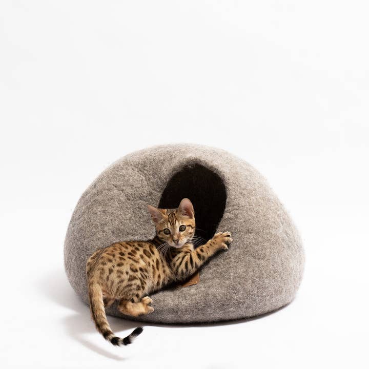 Fuzzy cove – casota - Gato e cão por atacado – Cama Cave Cave Premium em Lã Feltrada para Gato - Castanho Terra3