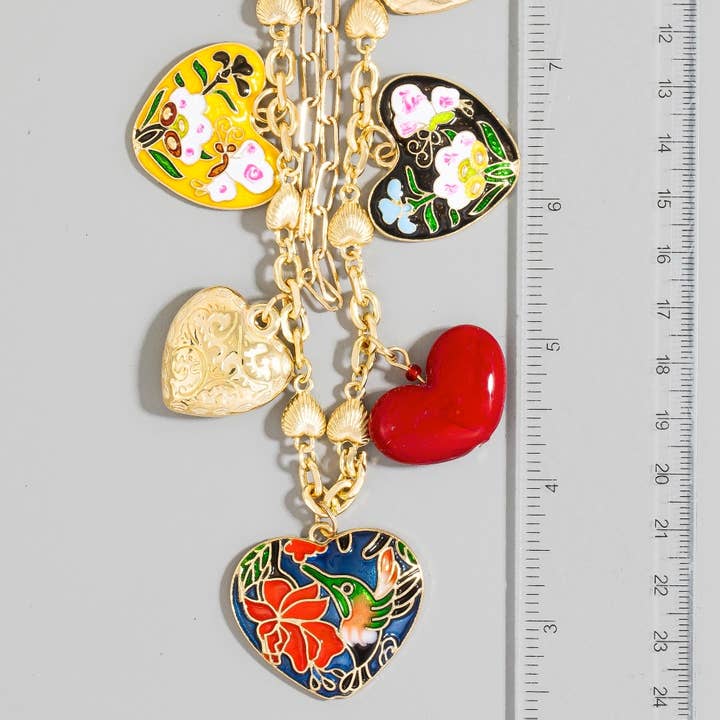 G Intricate Enamel And Metallic Heart Charms Statement for wholesale on Faire3