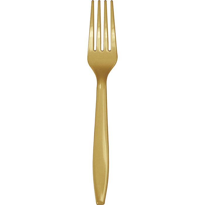 Bulk Glittering Gold Plastic Forks (288 per Case) for wholesale by Bulk Party Decor