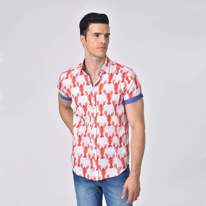 EIGHT X - Wholesale Button Down Shirt - Men's - Lobster Print Shirt5