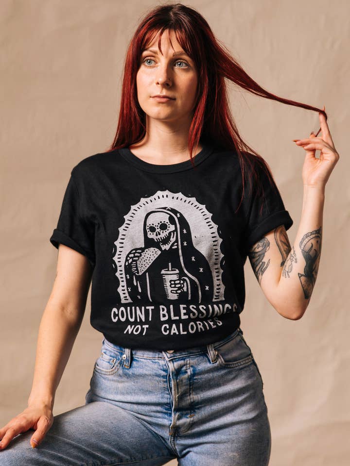 Count Blessings Not Calories Tee for wholesale by Pyknic