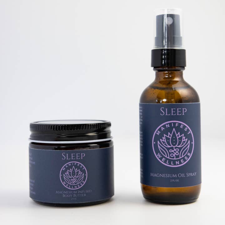 Manifest Wellness - Wholesale Bath & Body Set - Magnesium Sleep Set with Magnesium Infused Body Butter & Oil