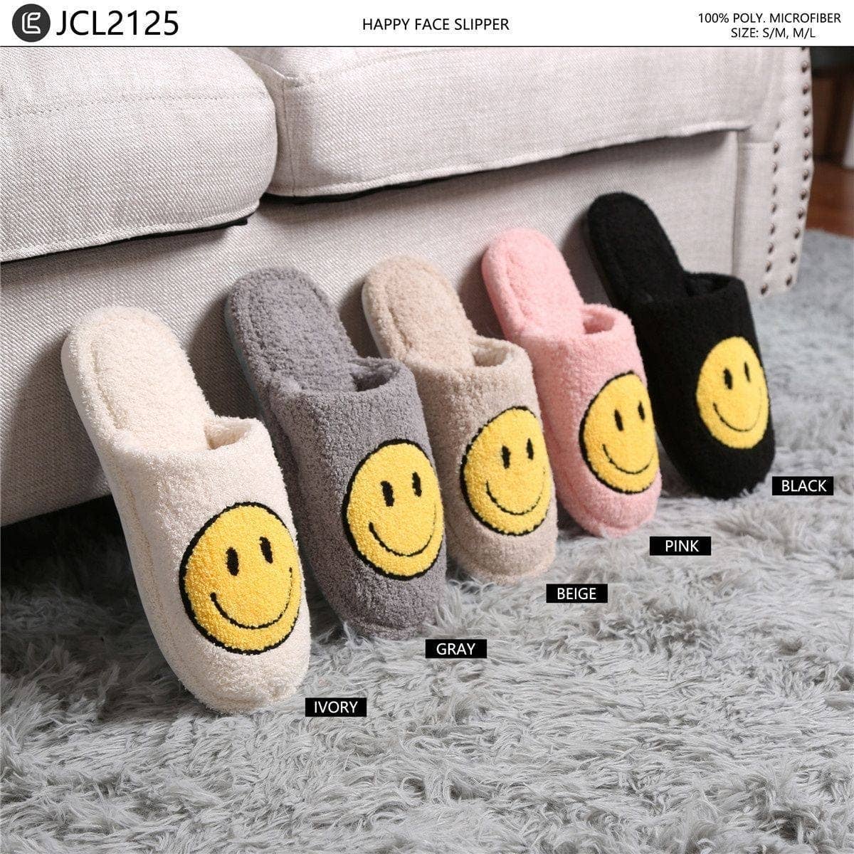 MiMi Wholesale - Wholesale Slippers - Women's - JCL2125 Super Lux Smiley Face Slippers3