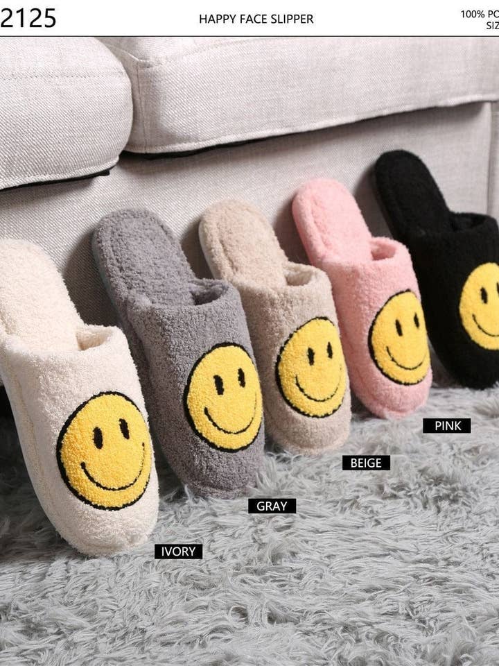 MiMi Wholesale - Wholesale Slippers - Women's - JCL2125 Super Lux Smiley Face Slippers3