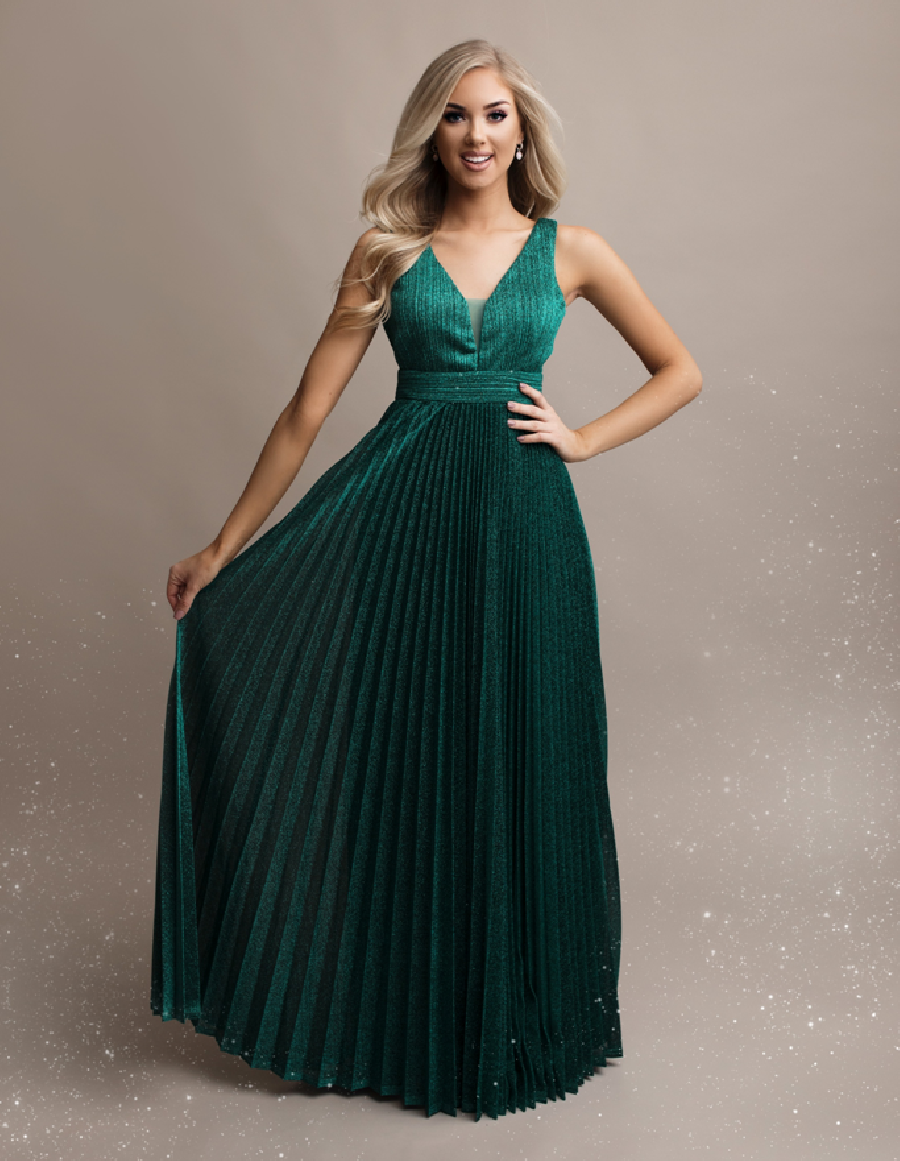 Eva & Lola - Epsilonn – wholesale Klänning - Dam – Maxiklänning i plusstorlek med plisserad och glansig finish - HM2251QS4