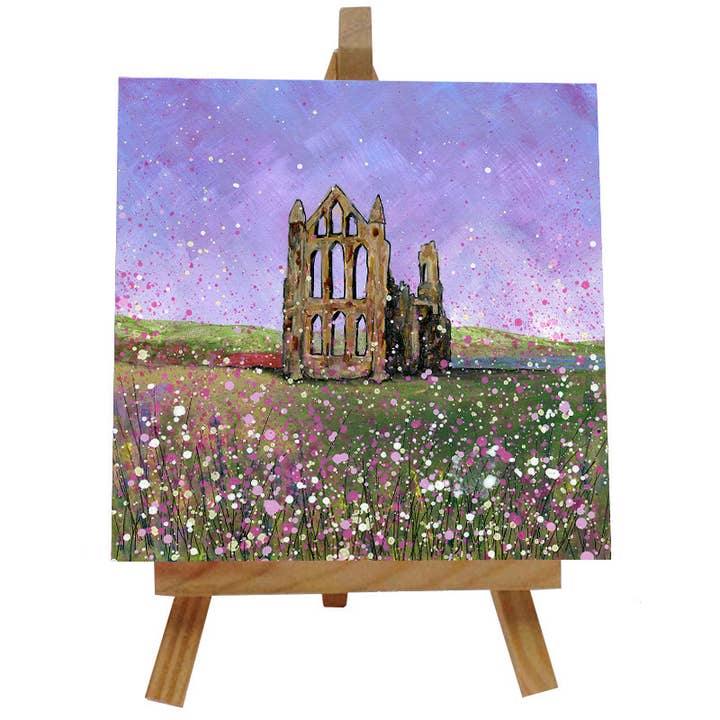 Whitby Abbey Tile with Easel for wholesale by Emily Ward Art