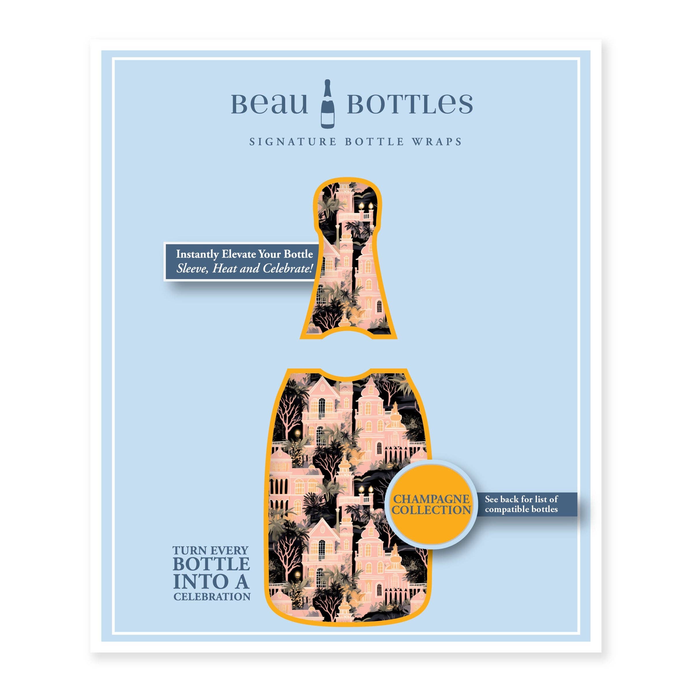 Beau Bottles - Venta al por mayor Bolsa de vino de regalo - Beau Bottles Preppy Halloween Haunted House - Colección Champagne5