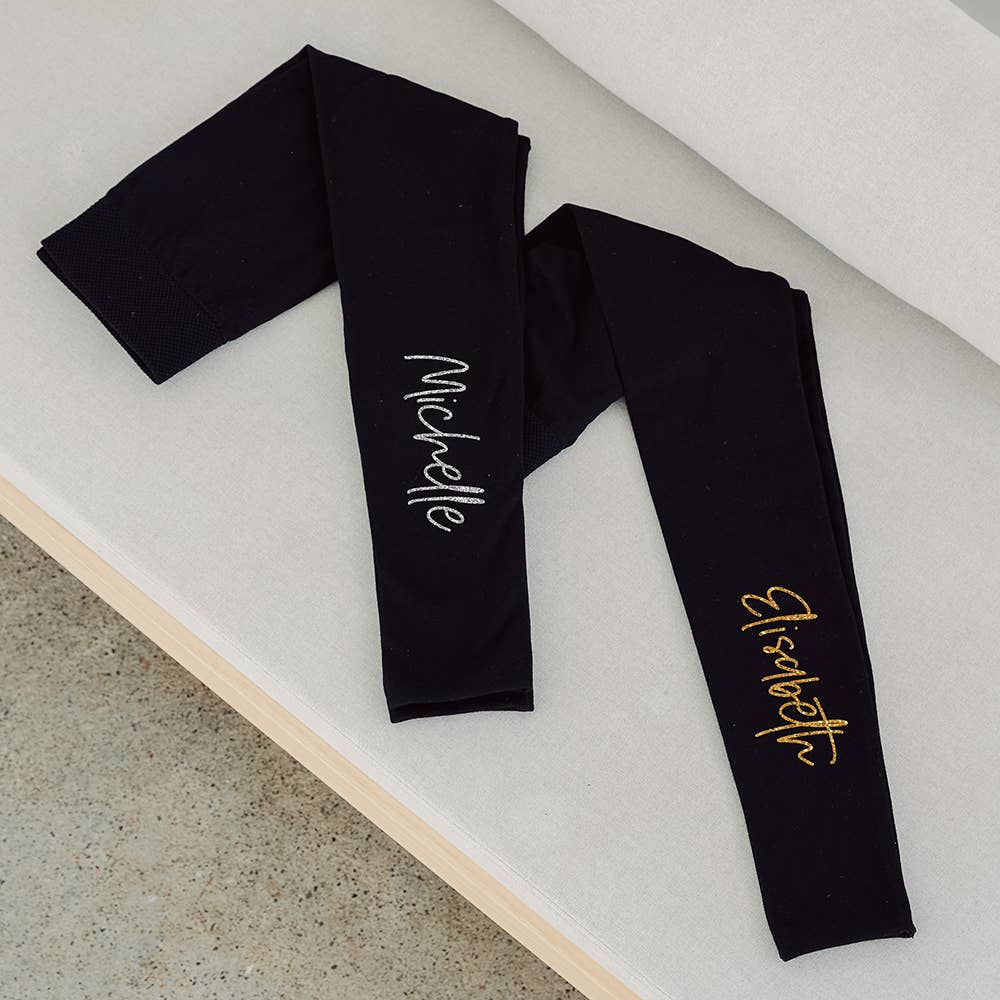 Weddingstar Inc. – Großhandel Fashion-Leggings – Damen – Individuell bedruckte schwarze Leggings für Damen - Script Font2