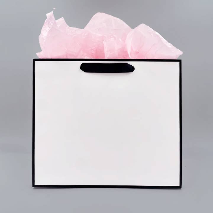 ByHome - Wholesale Gift Bag - White with Black Border Paper Gift Bag w/ free tissue13
