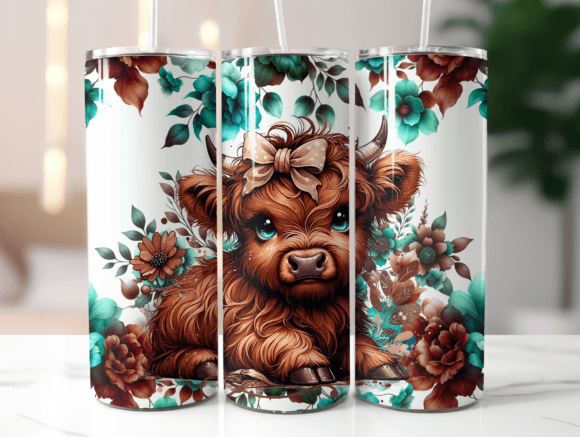 SubliMasterUK – wholesale Insulated mug/tumbler – Highland Cow / Handmade Tumbler Stainless Steel -20 OZ/ With Straw.9