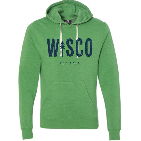 Wisco Clothing Co. - Wholesale Hoodie - Unisex - WISCO Green Navy Unisex Hooded Sweatshirt0