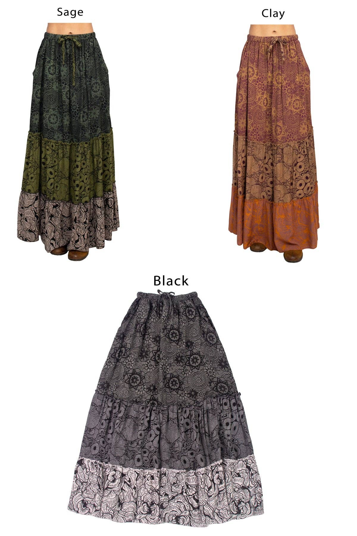 Lakhays Collection Inc. - Wholesale Skirt - Women's - Tiered Lace Print Maxi Skirt9