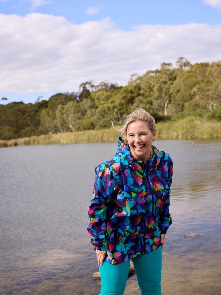 Mama Movement - Wholesale Raincoat – Women's - Rainbow Splatter Raincoat - Adults11