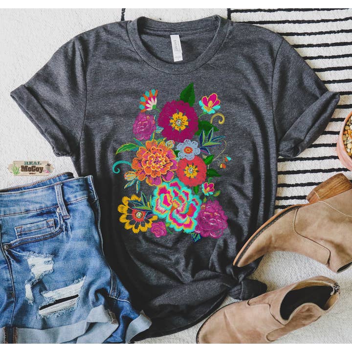 Real McCoy Mercantile, LLC - Wholesale T-Shirt (Graphic) - Women's - Fiesta Floral Tee (Color/Style Options)1