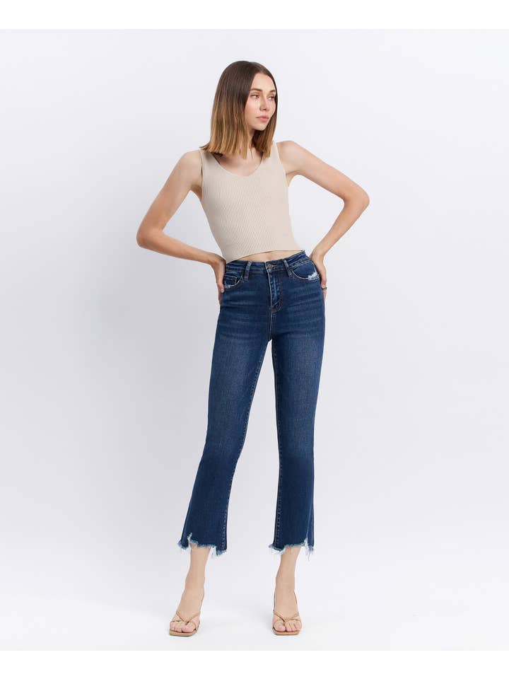 CHEMICAL MOOD HIGH RISE DISTRESSED HEM KICK FLARE JEANS T5414 for wholesale on Faire