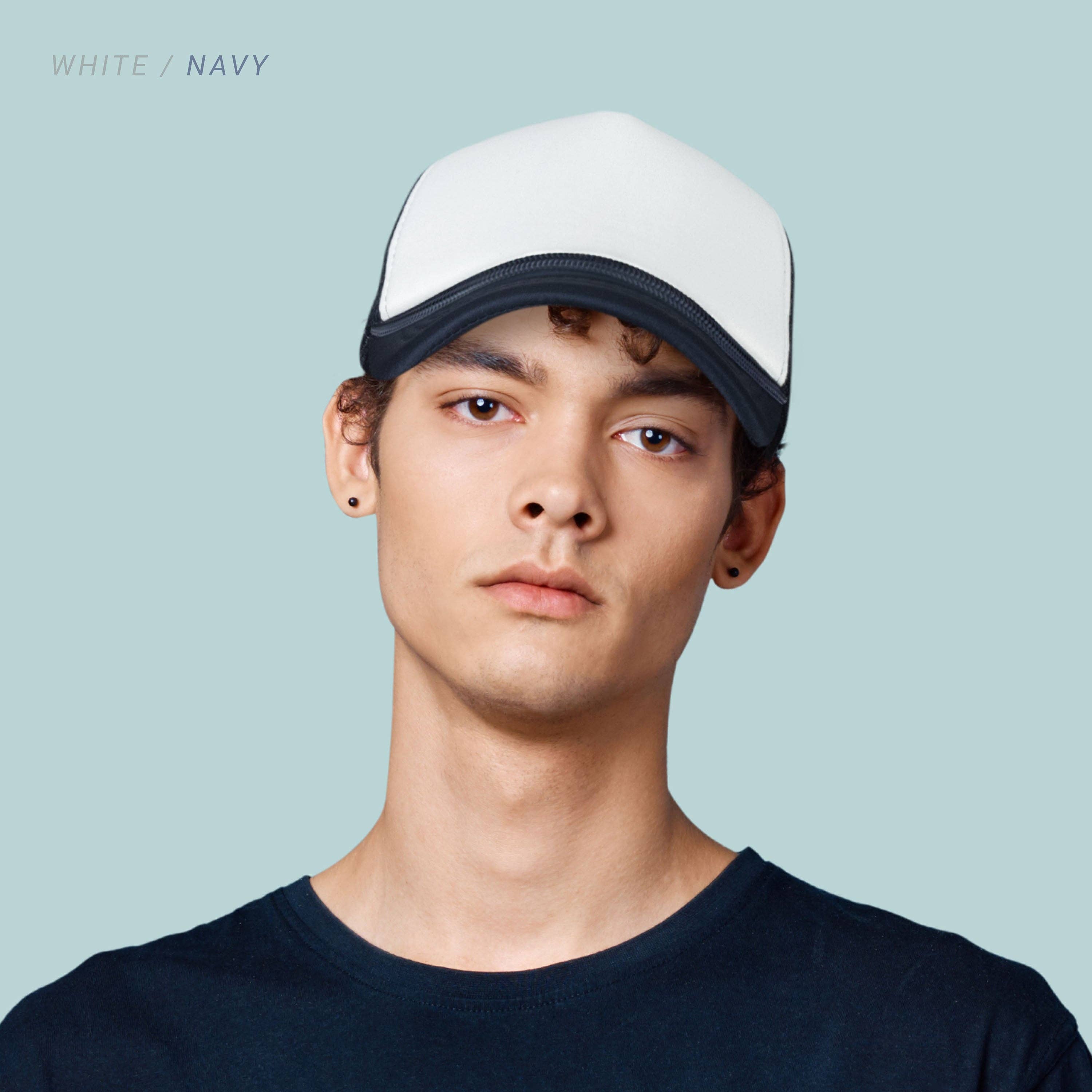 ChoKoLids - Wholesale Trucker Hat - Men's - CHOK.LIDS Plain Two-tone Foam Trucker Flat Bill Cap with Rop6