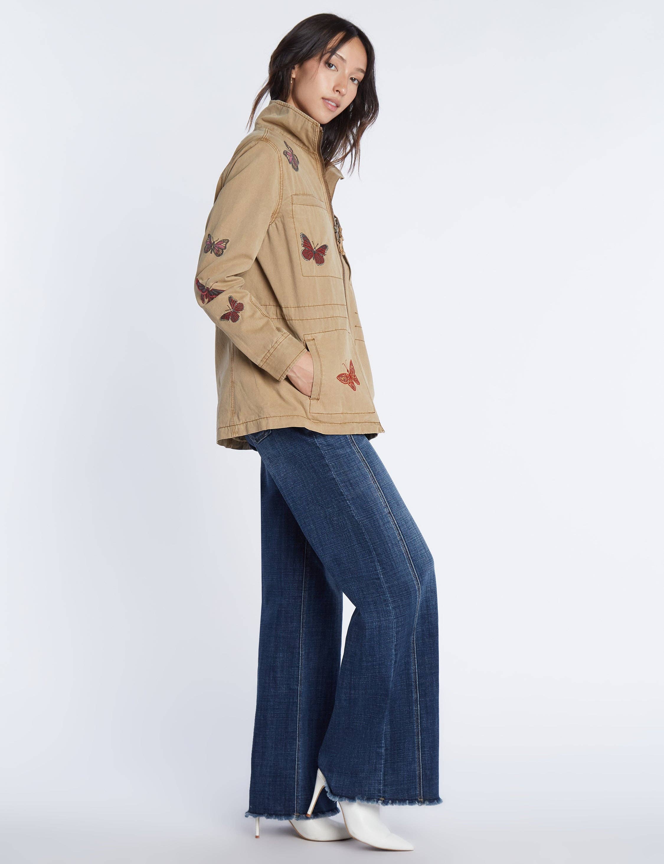 Khaki Rider Embroidered Jacket for wholesale on Faire2