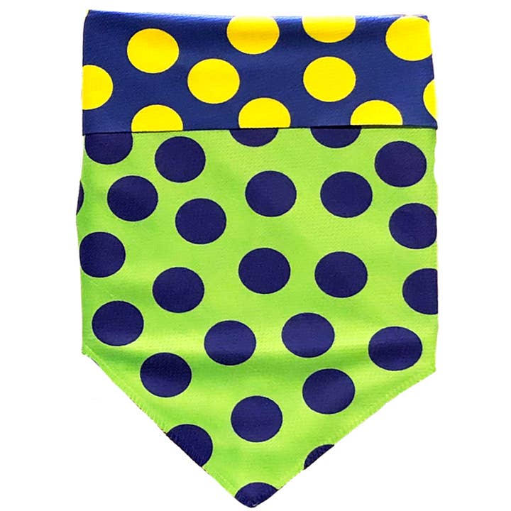 Bandana Sport - Blu/Verde/Giallo Pois per la vendita all'ingrosso da parte di Walk-e-Woo