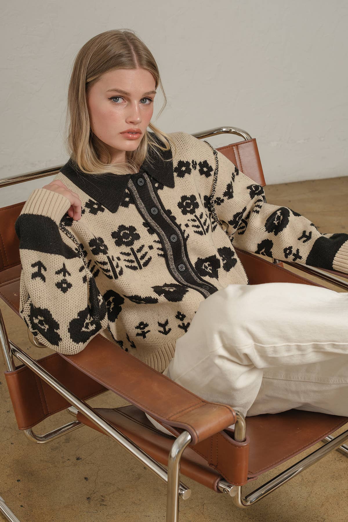 Floral Jacquard Knit Cardigan - RSW1120 for wholesale on Faire5