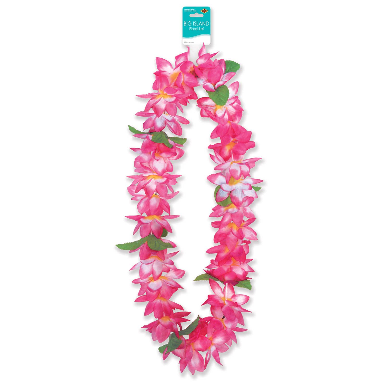 Beistle - Wholesale Costume - Unisex - 36" Big Island Floral Lei, Pink colorful with Hang Tag1