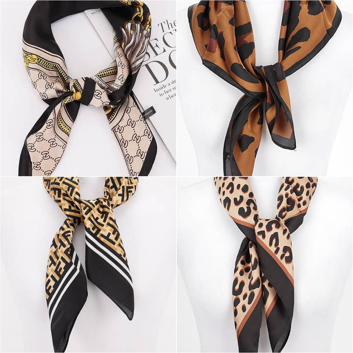 Lenço Quadrado de Padrão Sedoso AMS1884 por atacado de Oblige by G