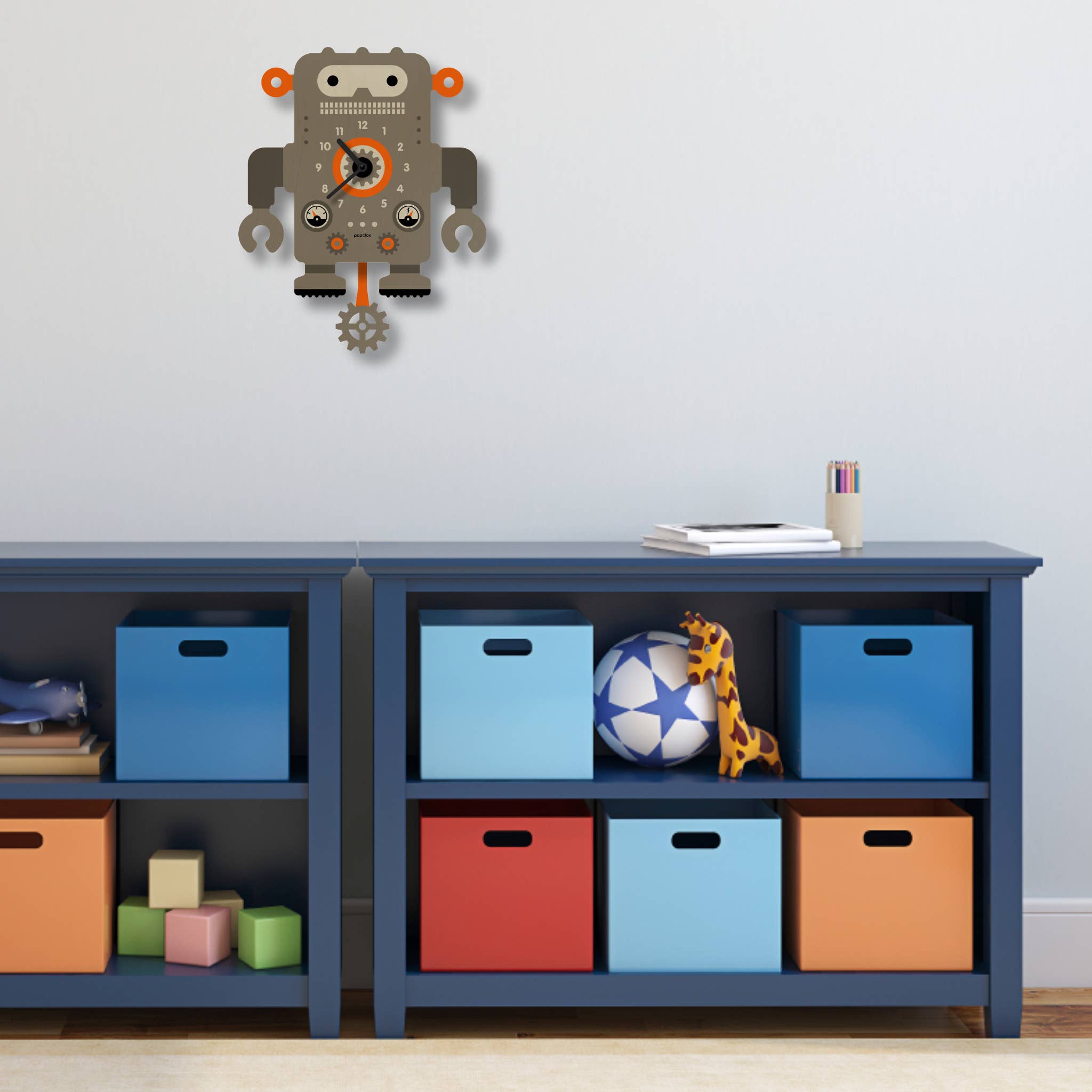 Popclox - Wholesale Wall Clock - Robot  Pendulum Clock - Wood2