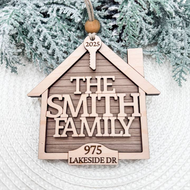Personalized House Ornament | Custom Family Name + Address | Key with Year | Unique Housewarming Gift for wholesale by Embellish My Heart