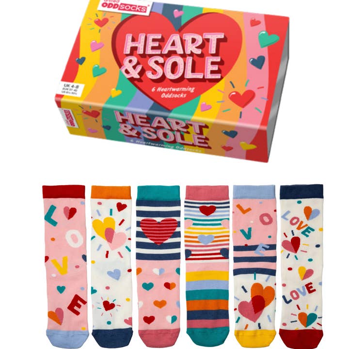 HEART & SOLE| 6 Odd Socks Gift Box - United Oddsocks for wholesale by Sock Academy