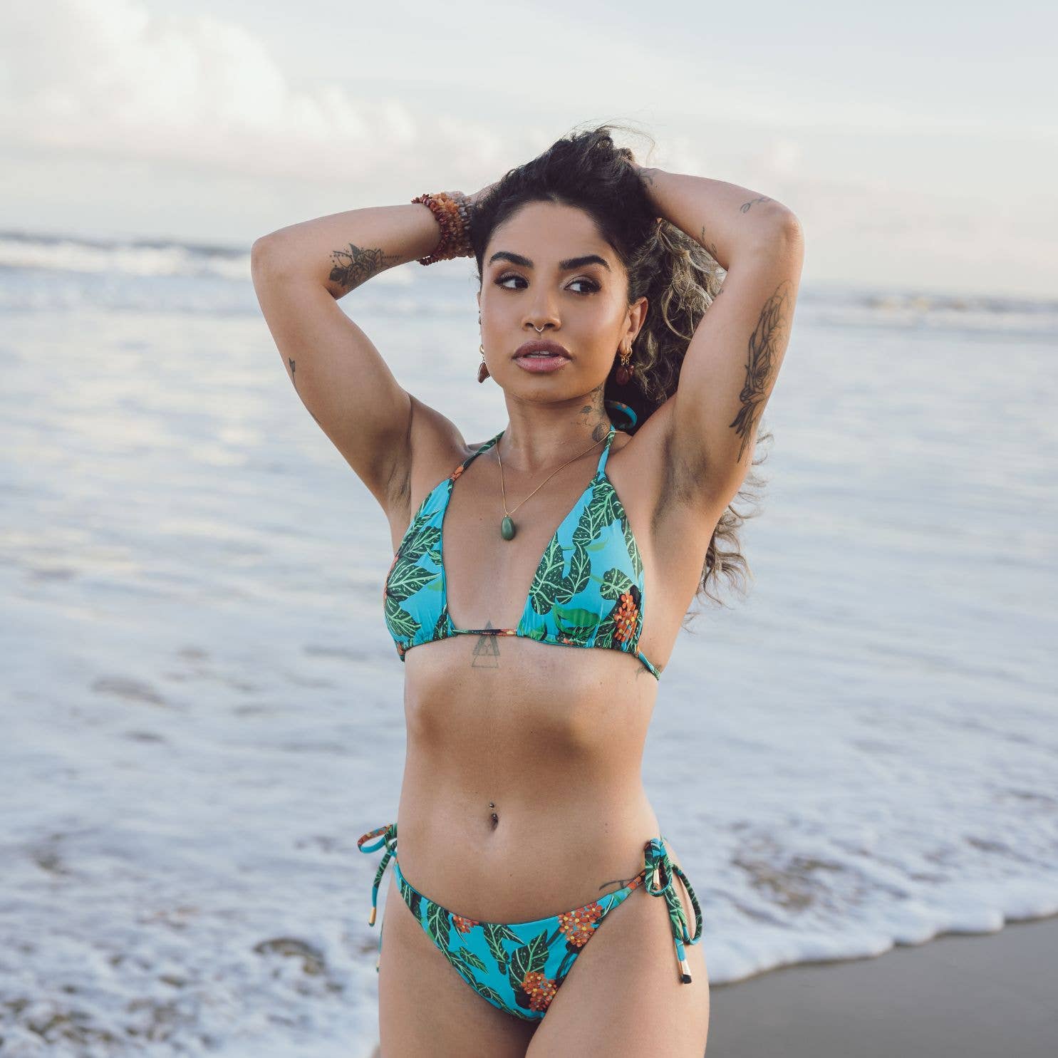 Brazilian Coast Beachwear - Wholesale Swim Bottoms - Women's - Biodegradable Lunaris Print Side-Tie Bikini Bottom1