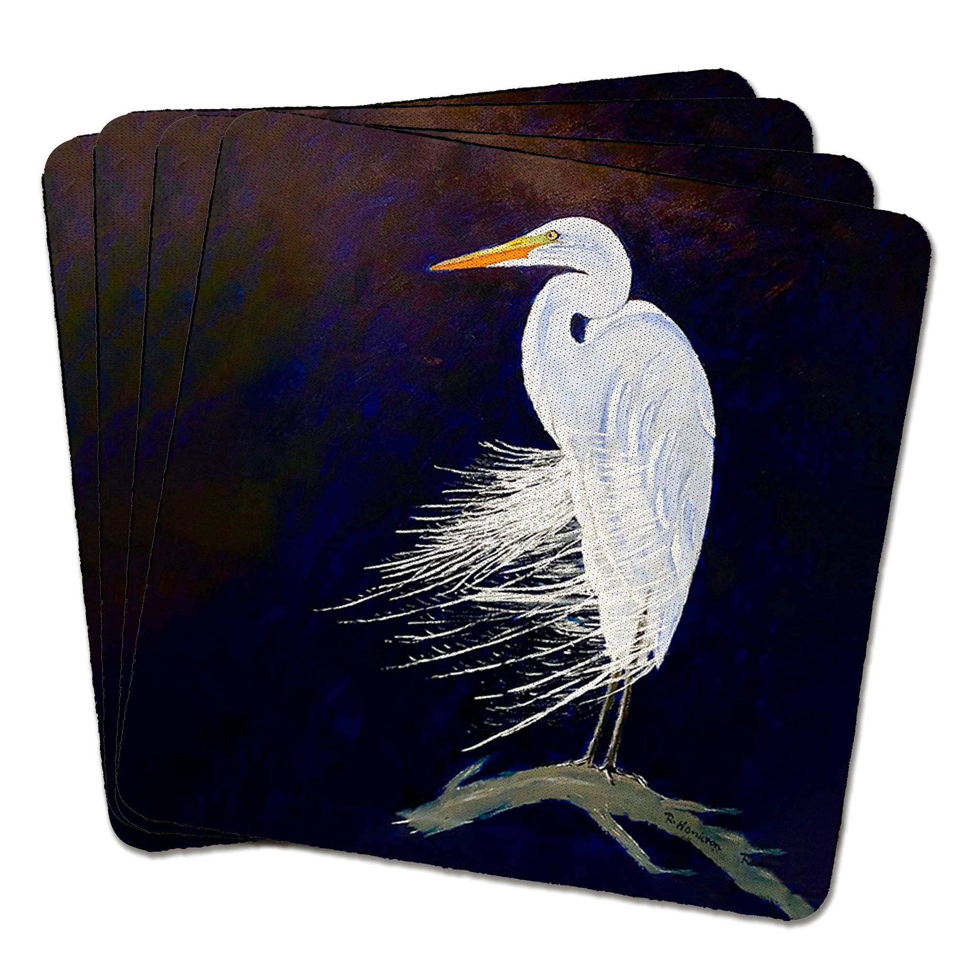 Betsy Drake Interiors - Vente Sous-verre - Ensemble de 4 sous-verres Egret Feathers1