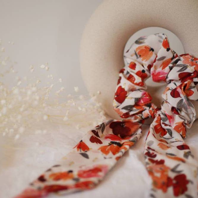 Bohomane - Wholesale Scrunchie - Women's - Sasha Floral Ribbon Shawl with Gold Details