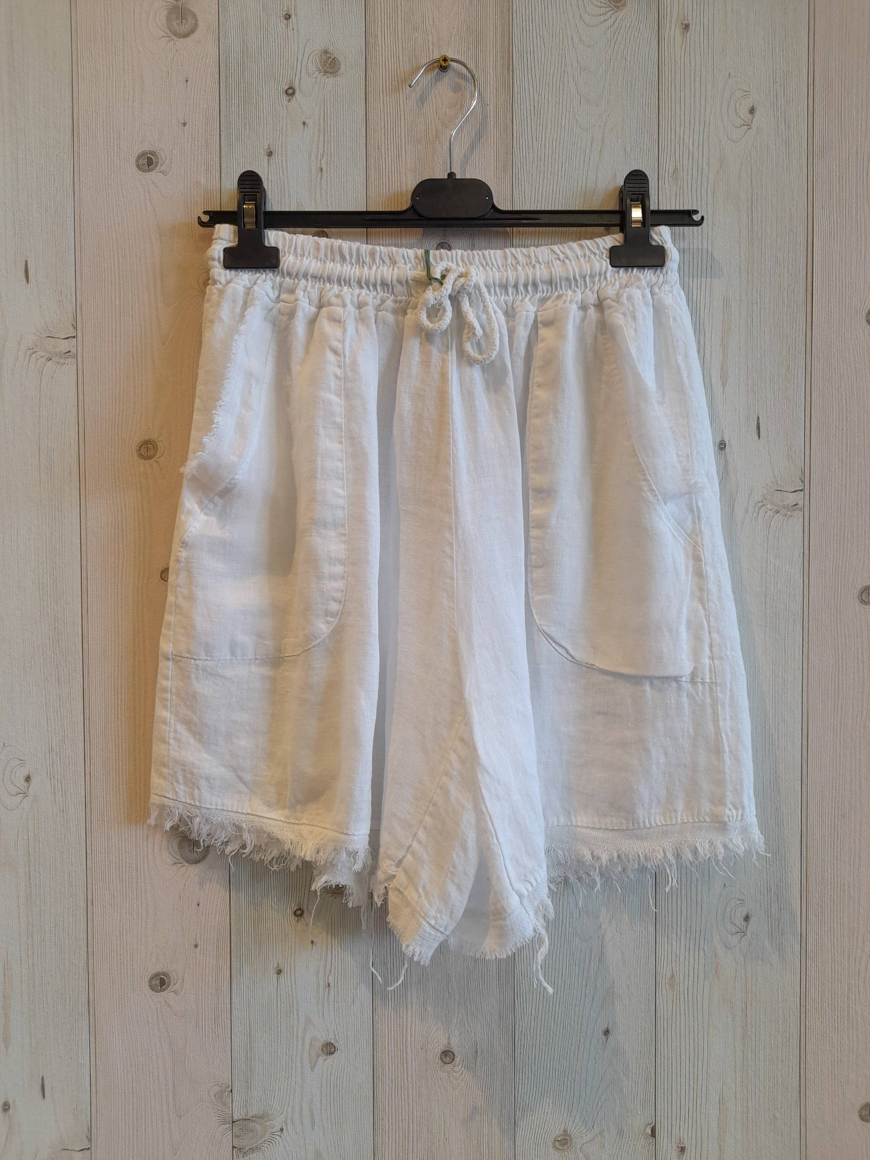 Linen & More – Engroshandel Shorts – Kvinder – REF 6261 hørshorts med frynser og to lommer, 100 % hør0